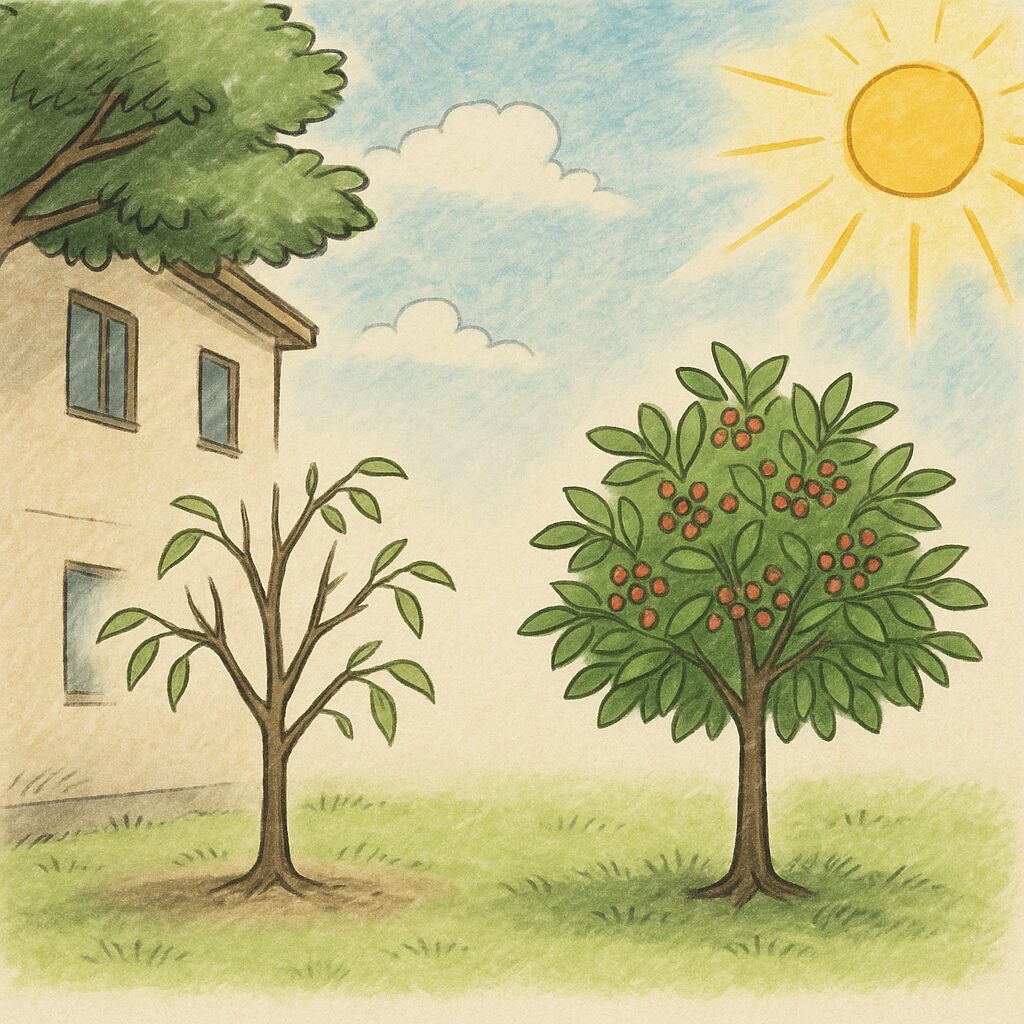 日照不足は花付きを悪くする原因です